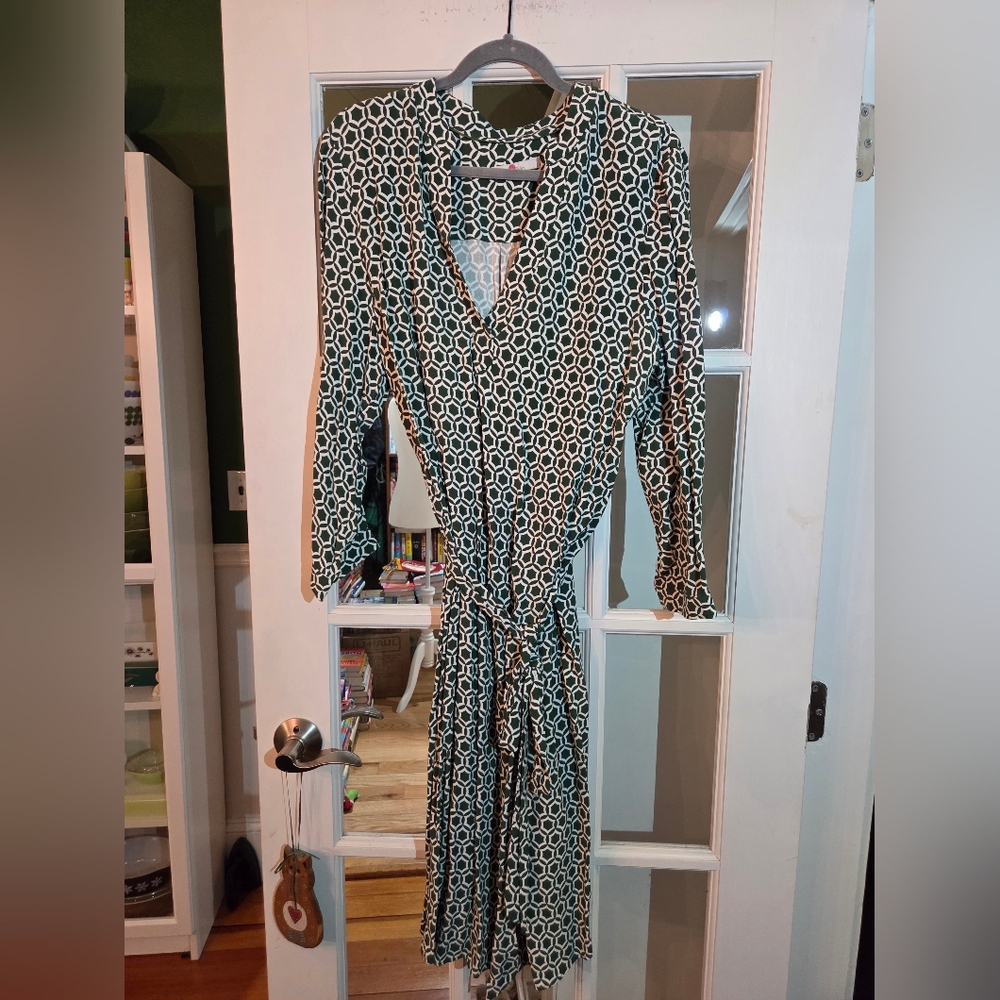 Boden Green Geometric Midi Dress UK 18/US 14 - Picture 4 of 9
